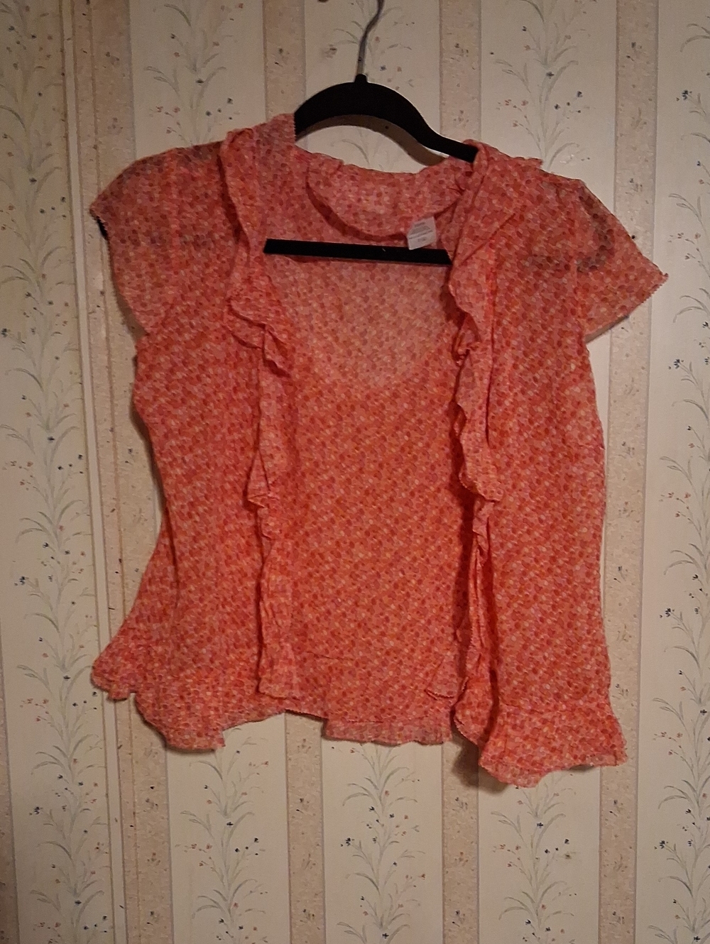 Liz Claiborne Coral Ruffle Short-Sleeve Blouse